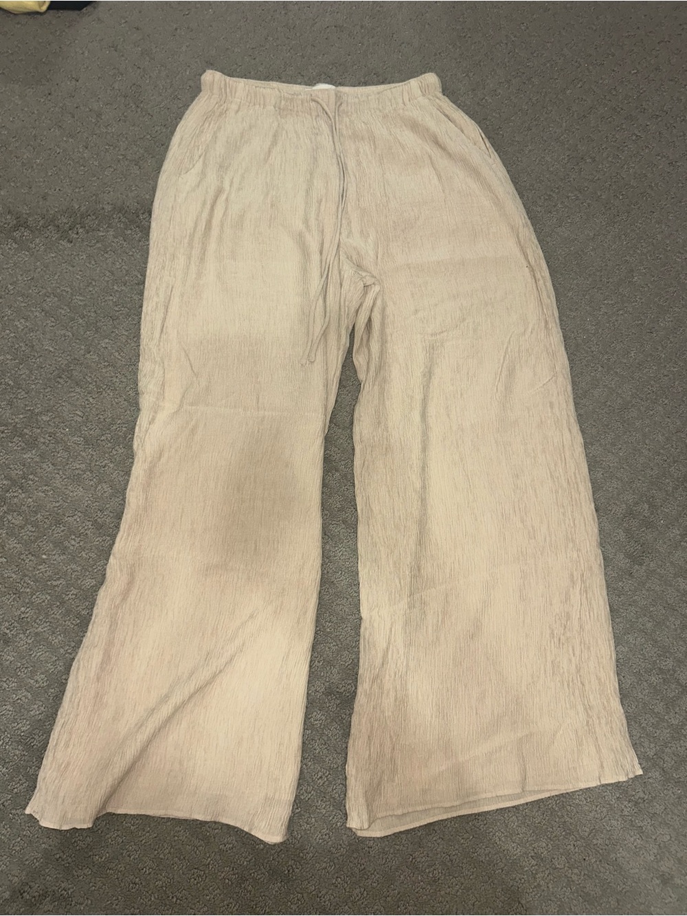 Abercrombie & Fitch Light Beige Wide-Leg Drawstring Pants